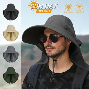 UPF50+ sun Protection Bucket yard Hat with Neck Flap-Adjustable big Wide Brim,Quick-Dry,Breathable for Men&Women,Essential for Outdoor,Travel, fishing