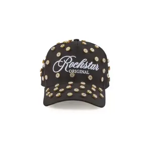 Roma Black Rhinestone Trucker Hat