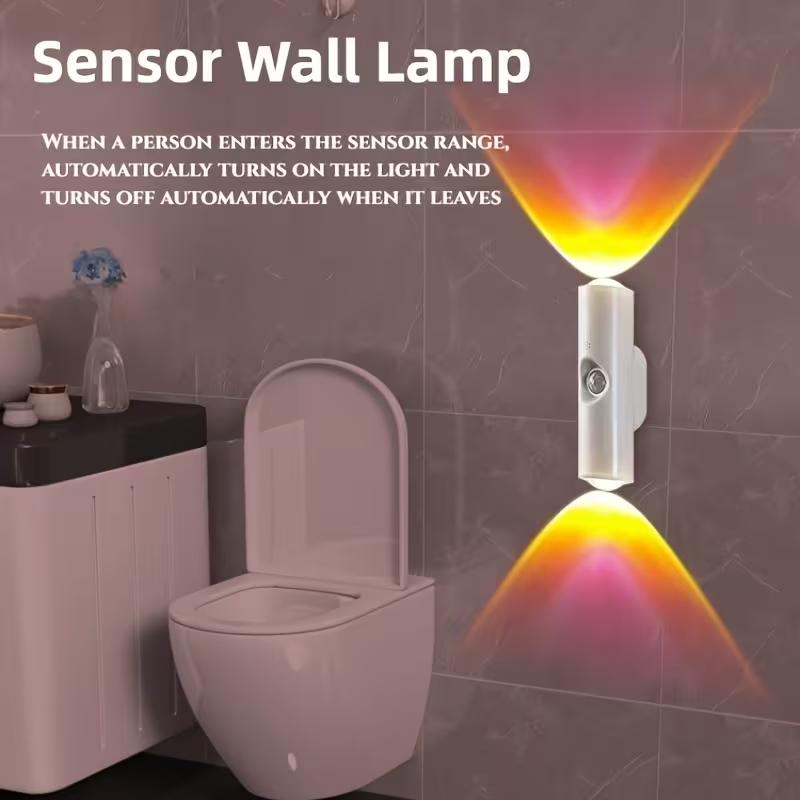 【3/4Pack USB Rechargeable LED Night Light RGB Gradient Ambient Lighting with Motion Sensor】Dimmable Wall Lamp, Magnetic Base & Cat-Eye Design, Perfect for Home Decor, Bedroom, Stairs, Hallway & Entryway, Ambient Lighting, Modern Lighting