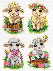 Counted cross stitch kit with plastic canvas Ornaments Sheep 8722