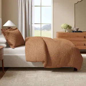 100% Cotton Honeycomb Waffle Duvet Cover & Sham Set - Great Bay Home (King / California King, Clay)