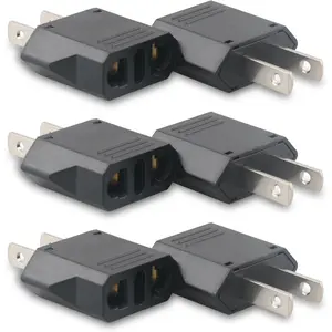 European to US Plug Adapter- 6 Pack American Travel Plug Adapter, 220V to 110V Adapter Plug, Travel Adapter European to American, Canada, Mexico, Type A, Black