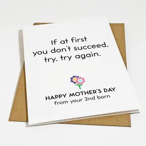 Funny Second Born Mother's Day Card, Snarky Mom Gift