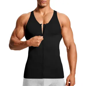 Compression Shirt Mens Shapewear Tank Top Undershirt Slimming Body Shaper Tummy Control Vest Gynecomastia with Zipper Menswear Smooth