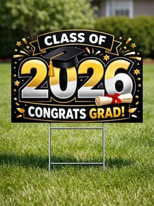 Graduation Yard Sign 2026 – 3 Pack – Class of 2026 Lawn Signs with H-Stakes – Outdoor Weatherproof Decoration 24"w x18"h – Perfect for Graduation Parties & Front Yard Display