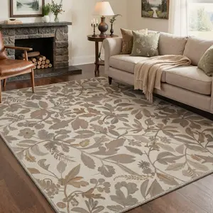 【Summervibes】GENIMO Machine Washable Rug – Pet Friendly, Non-Slip, Soft Area Rug, Home Carpet & Floor Decor for Living Room, Bedroom, Kitchen, Hallway ,ARF1997-LEAF