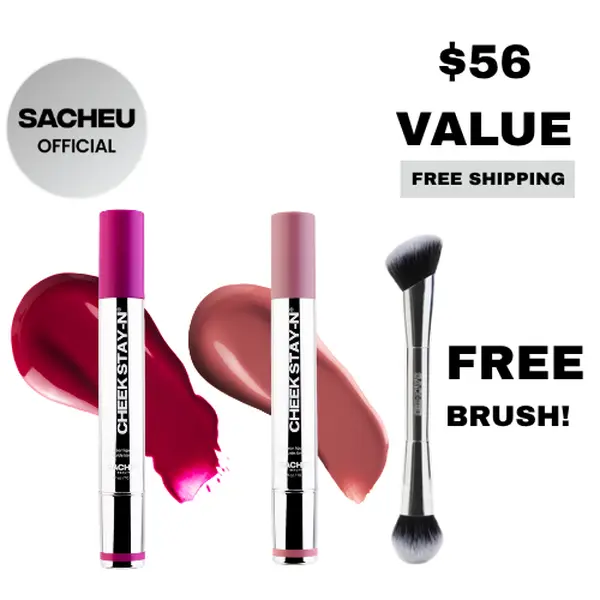 sacheu Cheek STAY-N Duo | Choose Your Shades | Free Brush Included with Purchase | Long-Wear Water-Proof Liquid Blush sacheu Cheek STAY-N Duo | Choose Your Shades | Free Brush Included with Purchase | Long-Wear Water-Proof Liquid Blush