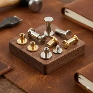 Heavy Duty Metal Binding Screw Rivet Kit for Leather Craft, DIY Album Wallet Repair, Industrial Brass Fasteners, Precision Calendar Menu Fixing Hardware, Durable Desktop Accessory Tool Set