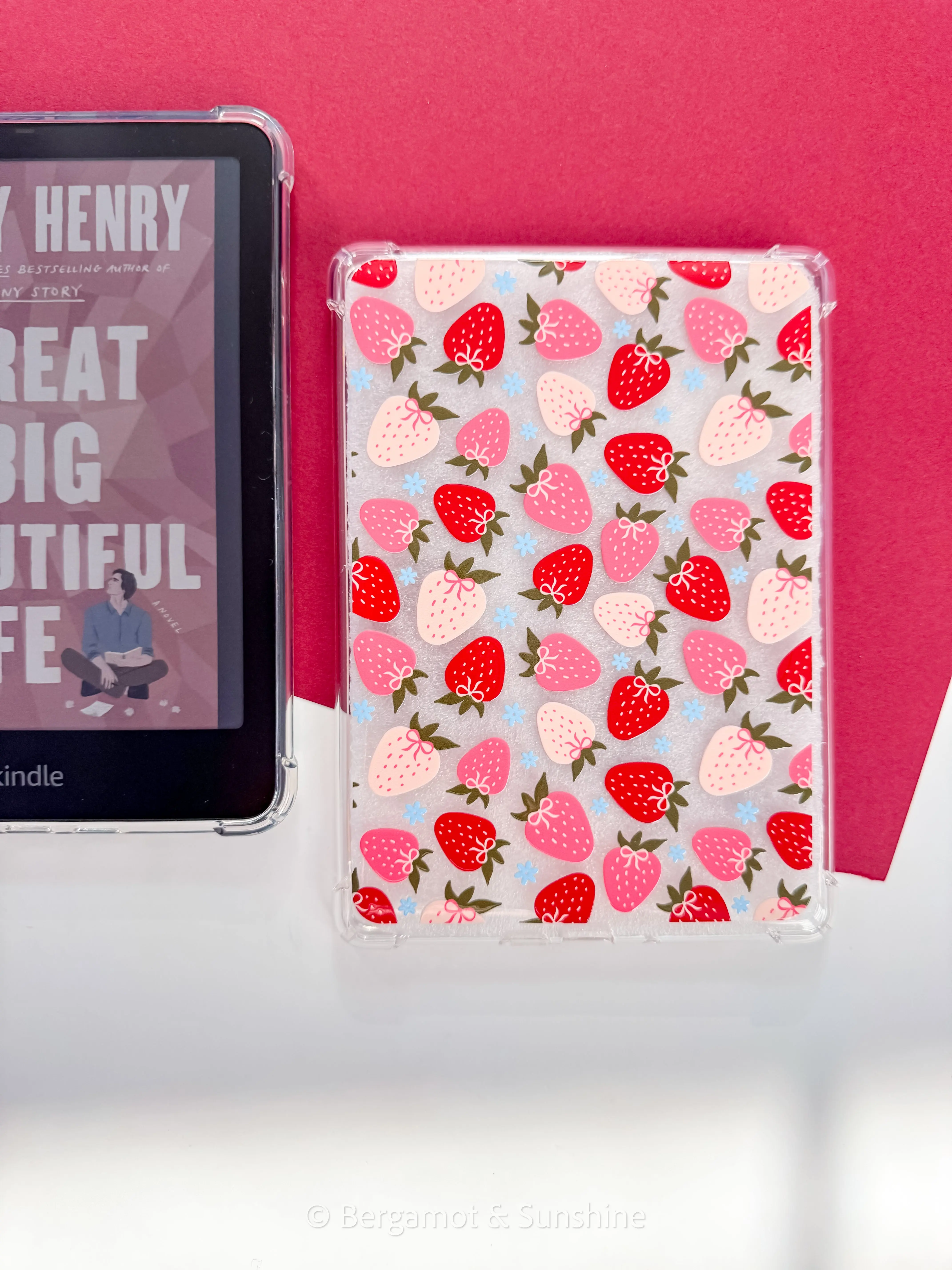 Strawberries and Blue Flowers Kindle Case Back  Cover