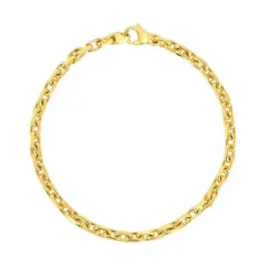 14K Solid Gold Oval Link Bracelet