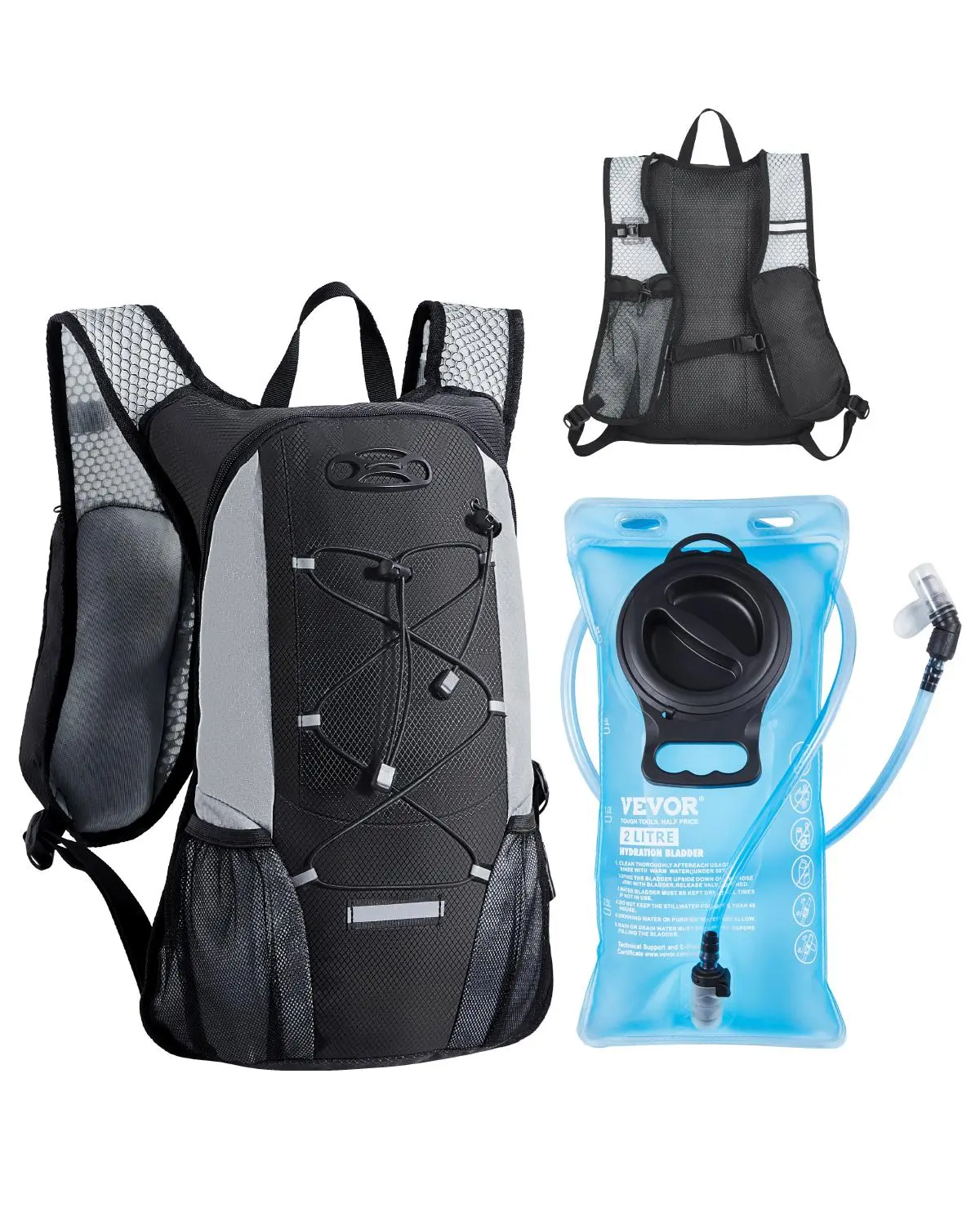 VEVOR Hydration Backpack with 2L TPU Water Bladder,  , Hydration Pack Backpack, Lightweight Hiking Water Backpack for Men Women, Hydro Water Daypack for Hiking, Running, Cycling, Camping & Rave#BacktoSchool