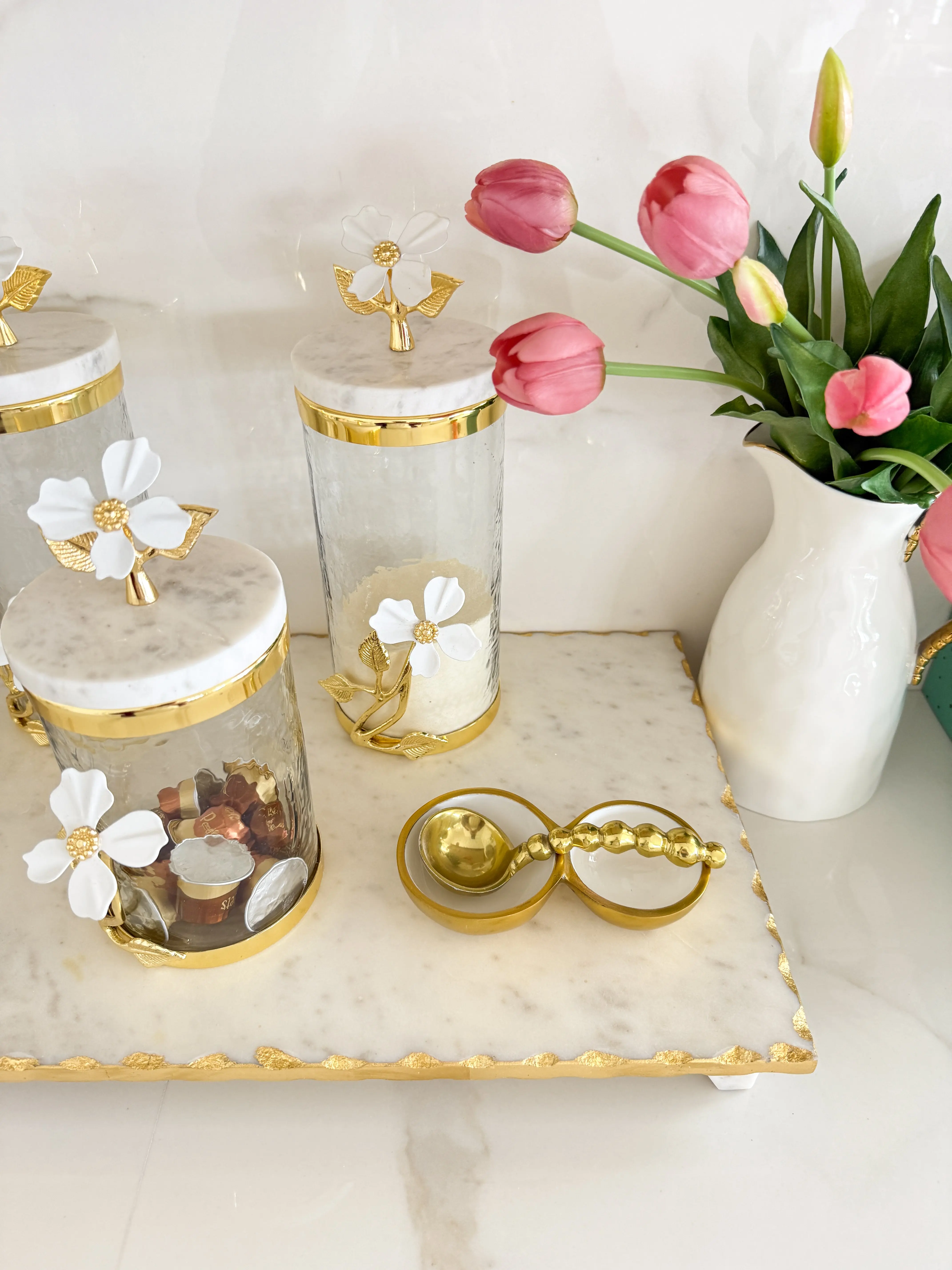 White and Gold Spoon Rest