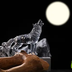 Howling Wolf Office Decor Crystal Statue - Gift for Boss Manager, Anniversary Christmas Present