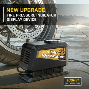 Portable Air Compressor Tire Inflator, 12V Dc Mechanical Digital Display, Durable Wear-Resistant Design, Fast 100 Psi Inflation