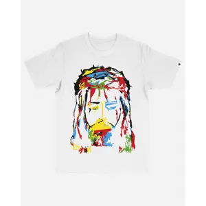 High-quality abstract Jesus pattern white women's top, suitable for daily wear - casual and comfortable, a must-have item for all seasons
