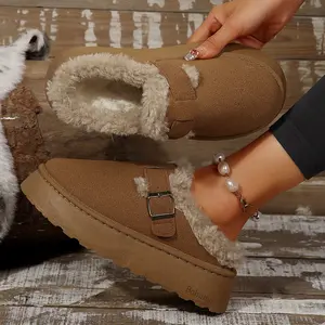 Women's Lined Slippers and Platform Snow Boots - Warm Light and Durable Shoes for Outdoor  Non Slip Comfort  Winter Slippers with Thickened Flat Soles Springfresh