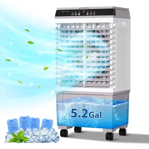 Evaporative Cooler, 2000CFM Air Cooler, 60°Oscillation Swamp Cooler with Continuous Auto Fill, Scroll Casters, 3 Speeds, Remote Control, 12H Timer for Outdoor Indoor Use, 5.5 Gallon