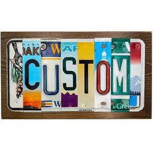 Farm and Posh Personalized Real Cut License Plate Sign – Custom Letter Metal Wall Art for Home Office – Vintage Farmhouse Decor – Spell Any Name or Word