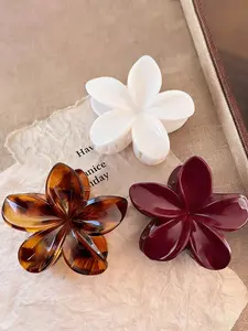 Women's Floral Hair Clips, 3pcs/1pc, 8cm, Tortoiseshell, Lightweight Plastic, Fashionable, Elegant, Casual, Party, Travel, Daily Use, Flower Hair Clip, Hair Clip Set