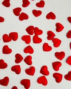 valentine's heart scatter set of 50 bright red satin hearts