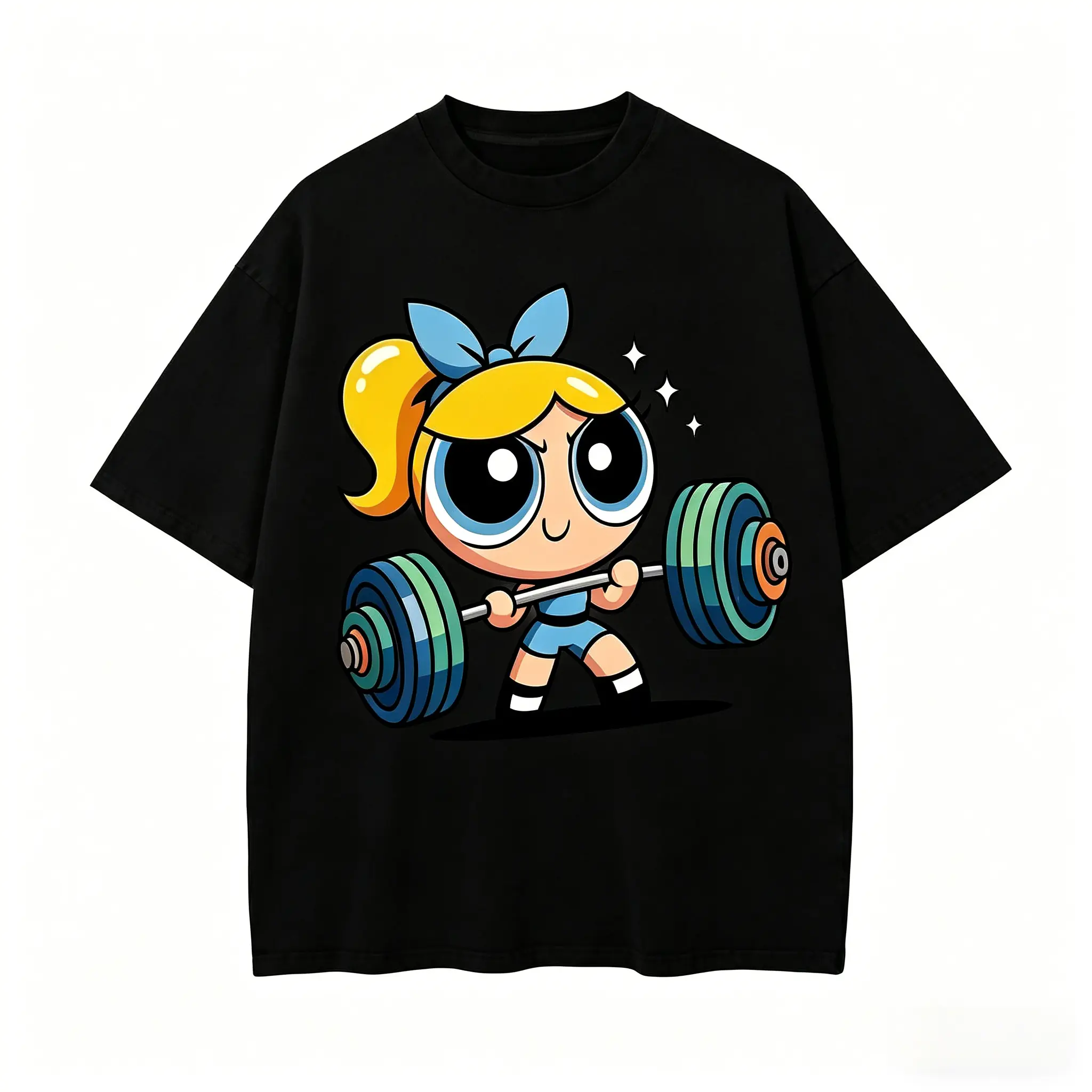 Bubleess #     Powerpuffff Girls Gym T-Shirt, Cute Weightlifting Cartoon Shirt, Cartoon Character Shirt, Unisex Graphic Tee, Heavy Lifting Shirt, Gym Shirt, Gift for Fan #     Powerpuffff, Youth & Adult Shirt