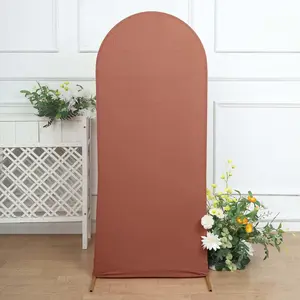 Matte Terracotta (Rust) Spandex Fitted Wedding Arch Cover For Round Top Chiara Backdrop Stand 5ft