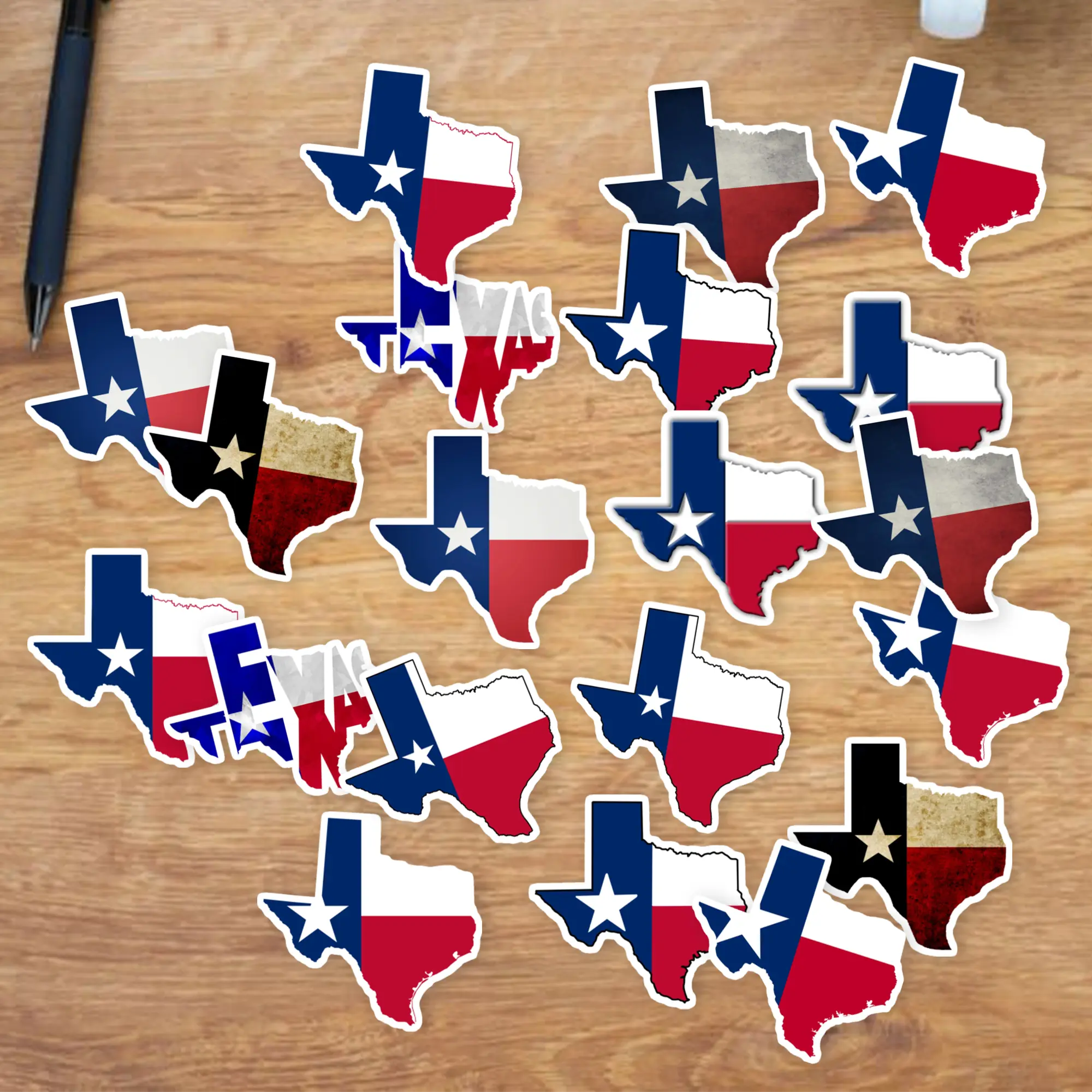 Stickers Pack 20 Pcs Texas Aesthetic Skateboard Car State Bike Map Luggage Flag Bumper Waterproof Guitar Water Vinyl Colorful Bottle Laptop