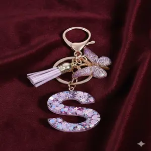 1pc plastic letter keychain, initial car keychain for her, handbag keychain, cute colorful,