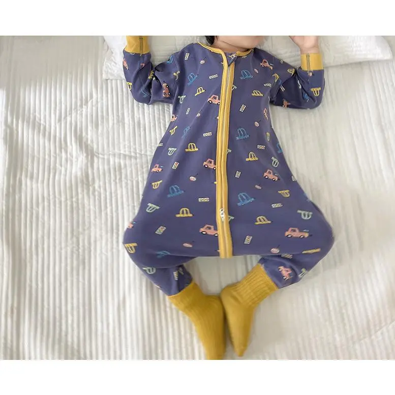 Blue background with colorful buses--flannel sleep