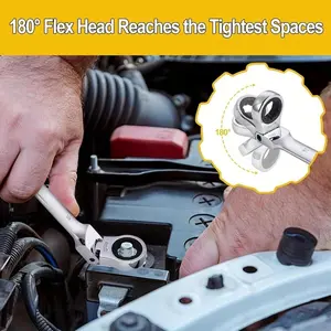 Ratchet Wrench Tool Set, 72 Tooth Reversible Adjustable Torque, Multi-Function Car Repair Kit, Includes 1 Ratchet Wrench & 5 Hex Keys