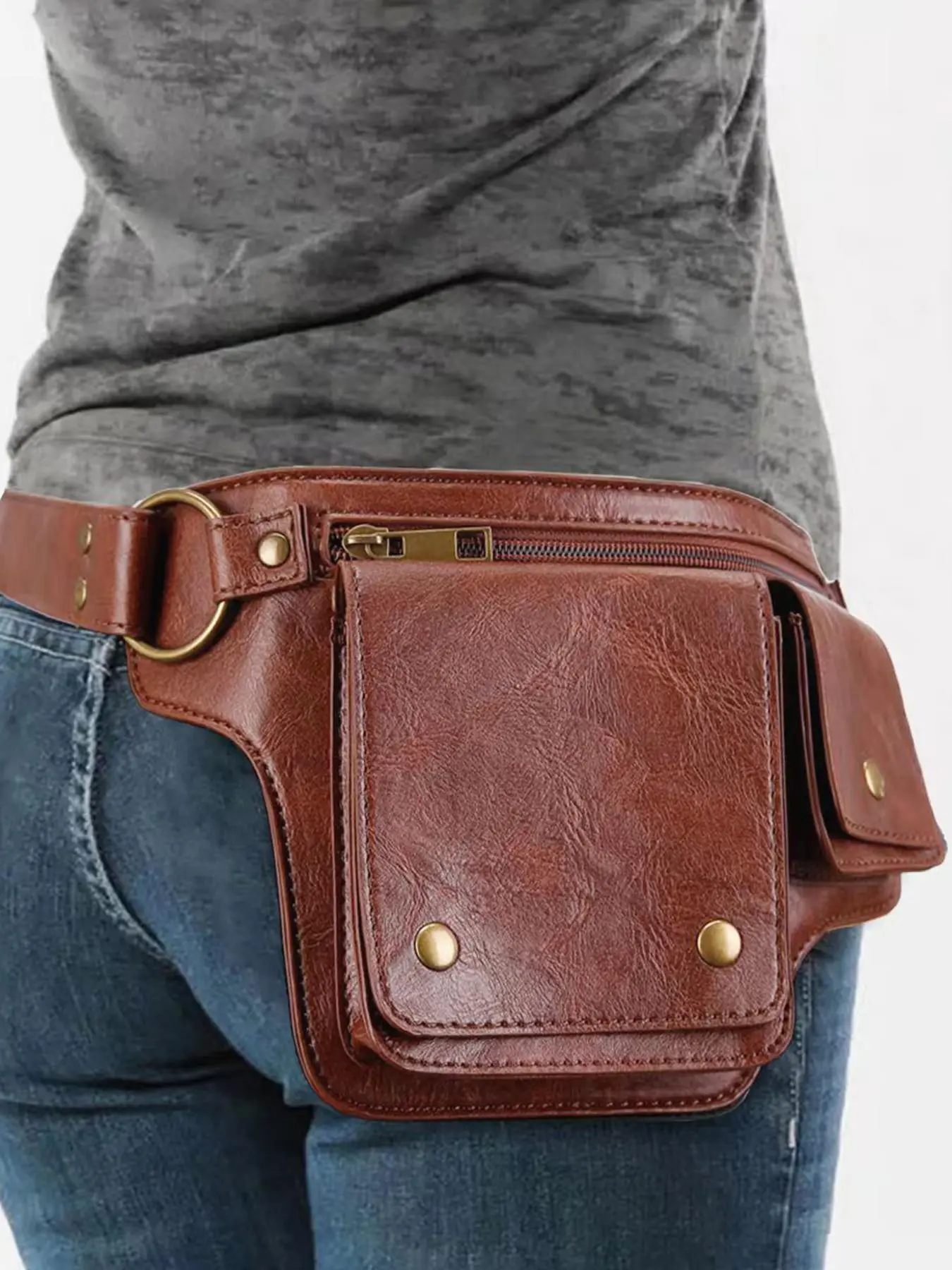 Women's Solid Color Fanny Pack, Fashionable PU Leather Zipper Belt Bag for Daily Used, Casual Trendy Versatile High-quality Daily Commuting Bag, Waist Belt Pocket, Waist Bags