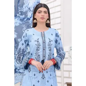Sky Blue 3-Piece Embroidered Lawn Set (Bana Dora)