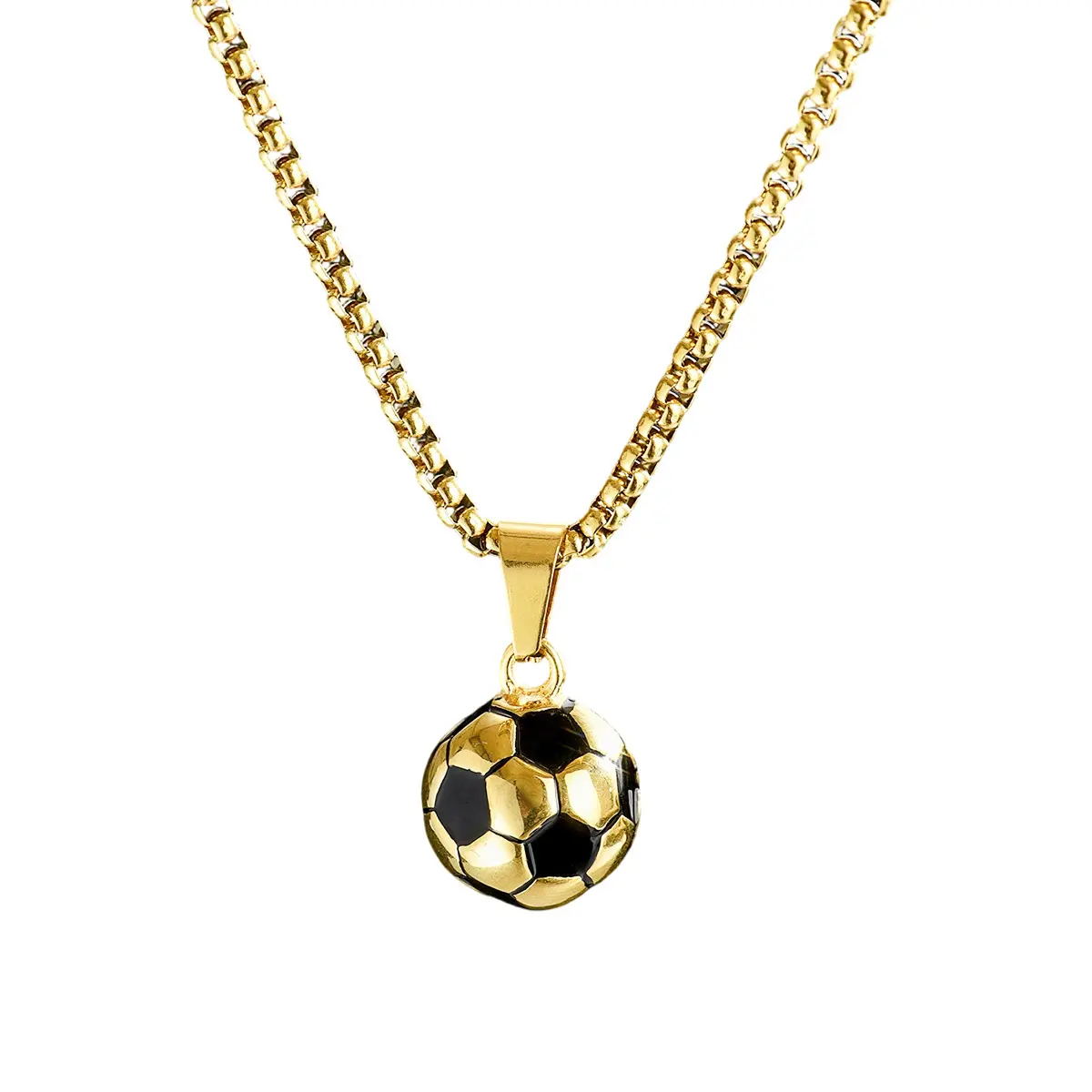 Unisex 3D Soccer Ball Design Stainless Steel Pendant Necklace - Casual, Solid, Fine Polished Finish, Lightweight Jewelry, Nice Present Choice for Daily Wear