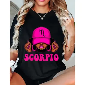 [Made in USA] Full 12 Zodiac Shirt Women, Scorpio Zodiac Shirt Women, Sassy Black Girl Graphic Tee, Afro Queen Astrology T-Shirt, Birthday Outfit for Daily Wear, Unisex Astrology Crewneck Shirt, Summer Outfit, Gift Idea for Scorpio Women
