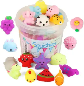 24pcs Squishies Squishy Toy Party Favors for Kids Mochi Squishy Toy moji Kids Mini Kawaii squishies Mochi Stress Reliever Anxiety Toys Easter Basket Stuffers fillers with Storage Box