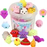 24pcs Squishies Squishy Toy Party Favors for Kids Mochi Squishy Toy moji Kids Mini Kawaii squishies Mochi Stress Reliever Anxiety Toys Easter Basket Stuffers fillers with Storage Box