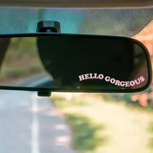 Hello Gorgeous Pattern Car Rearview Mirror Sticker, Multipurpose Self-adhesive Car Rearview Mirror Decal, Universal Car Exterior Decoration Accessories Vehicle Exterior Decoration, Car Decorative Sticker, Sticker For Cars