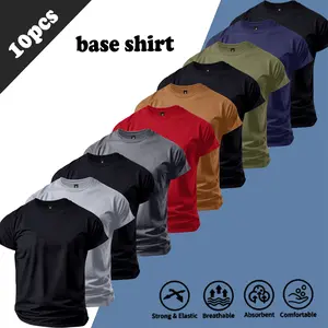 Men's Fashion 10 Pieces Short Sleeve T-Shirt Top Base Layer Tee Suitable For All Seasons American Streetwear Staple