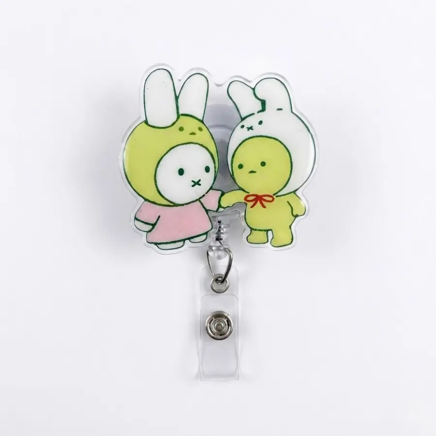 Smiski Best Friends Badge Reel, Cute Retractable ID Holder, Kawaii Duo Character Design, Adorable Matching Accessory And Gift For Besties