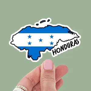 Honduras Map with Flag Sticker- 3" Sticker for Laptop Phone Book Water Bottle