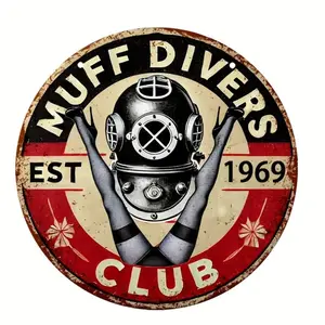 Vintage Diver Design Metal Sign, Round Metal Tin Wall Mount Plaque, Humorous Home Decor for Man Cave, Garden & Patio Decoration