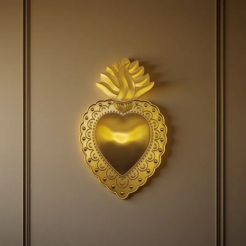 Catholic Sacred Heart Wall Art, Spiritual Wall Decor, Metal Decoration, Religious Decorations, Religious Home Blessing & Prayer Corner Decor, Holiday Gift Idea