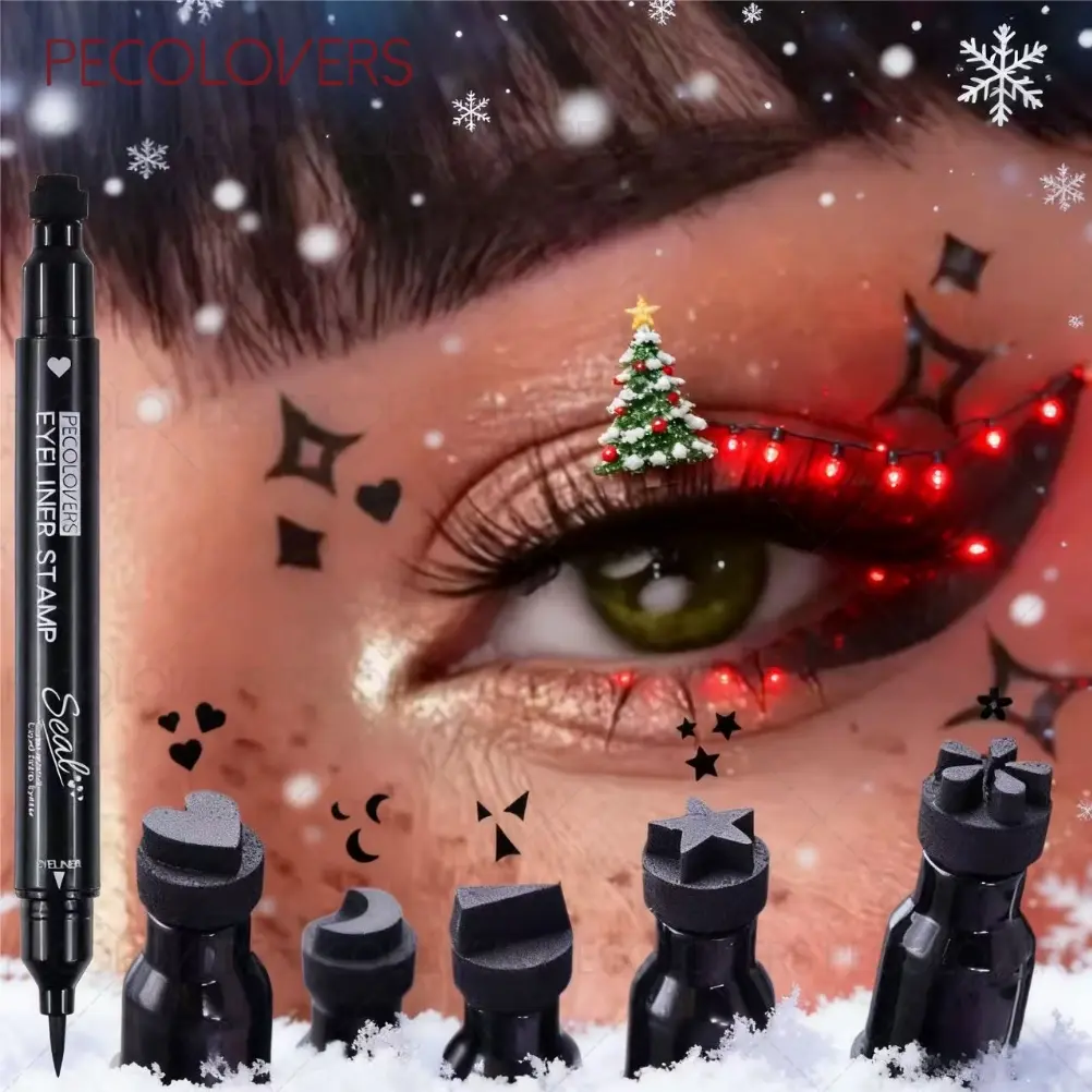 1PC Double-ended Eyeliner - Quick-drying, Stamp, Waterproof and Smudge-proof, Contains Patterns, Creating A Beauty Eye Makeup, Matte Finish, Perfect for Daily Looks, Eyeliner Easy
