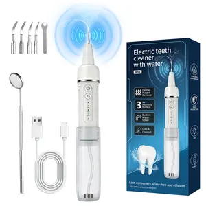Plaque Remover with Water, Ultrasonic Dental Scaler for Calculus & Tartar Removal, LED Light, 5 Modes, Rechargeable Cordless Teeth Cleaning Kit for At-Home Oral Hygiene Care