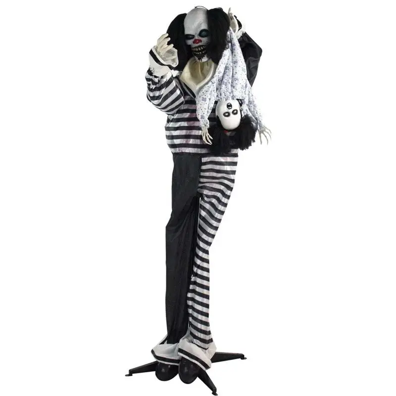 Haunted Hill Farm 6-Ft. Animatronic Clown, Indoor/Outdoor Halloween Decoration