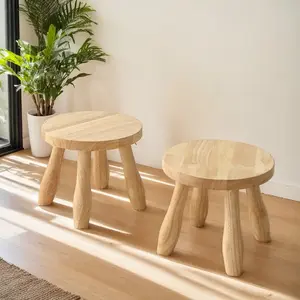 1pc, solid wood shoe changing stool, compact rubber wood short stool, classic solid wood design, height 9.5 x width 10 inches - suitable for living room, bedroom, office