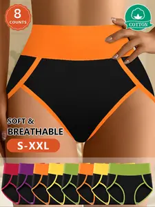 Women's Cotton Underwear Set, Soft Breathable High-Waisted Comfort, Multiple Colors Available, Sizes S-Xxl, All Season Wear