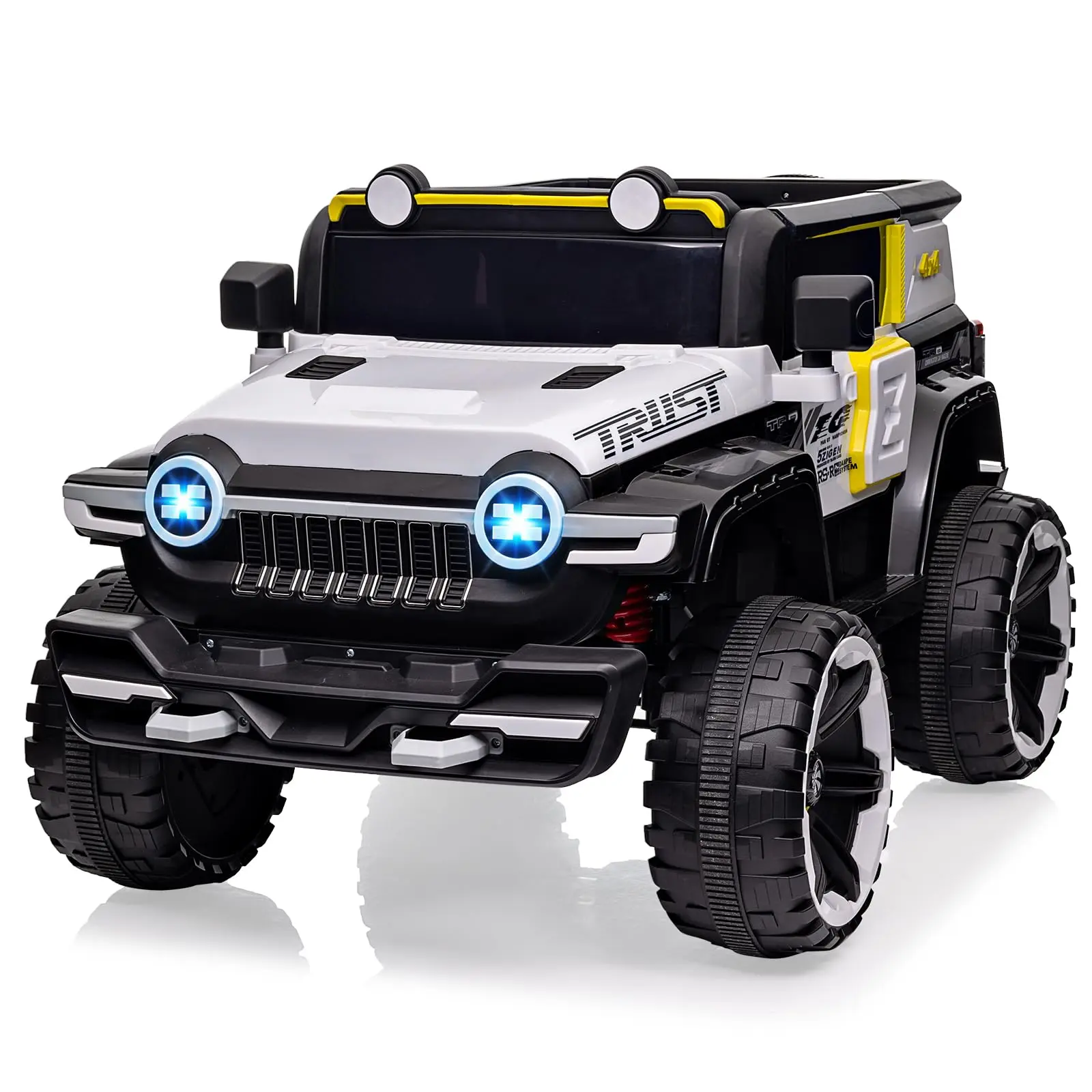 GARVEE Remote Control Ride-On Truck for 3-8 Year Olds - Powerful Motor, Metal Suspension, Dual Controls, Music Mode, USB, Wireless Media, Durable Toy, Ideal Halloween & Christmas Gift