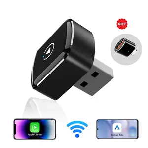 【2026 Upgarded】Wireless CarPlay Adapter for iPhone Mini USB Design for Cars with Wired CarPlay Fast Connection 5.8GHz WiFi No Delay Compatible with both CarPlay and Android Auto USB/Type C Plug and Play