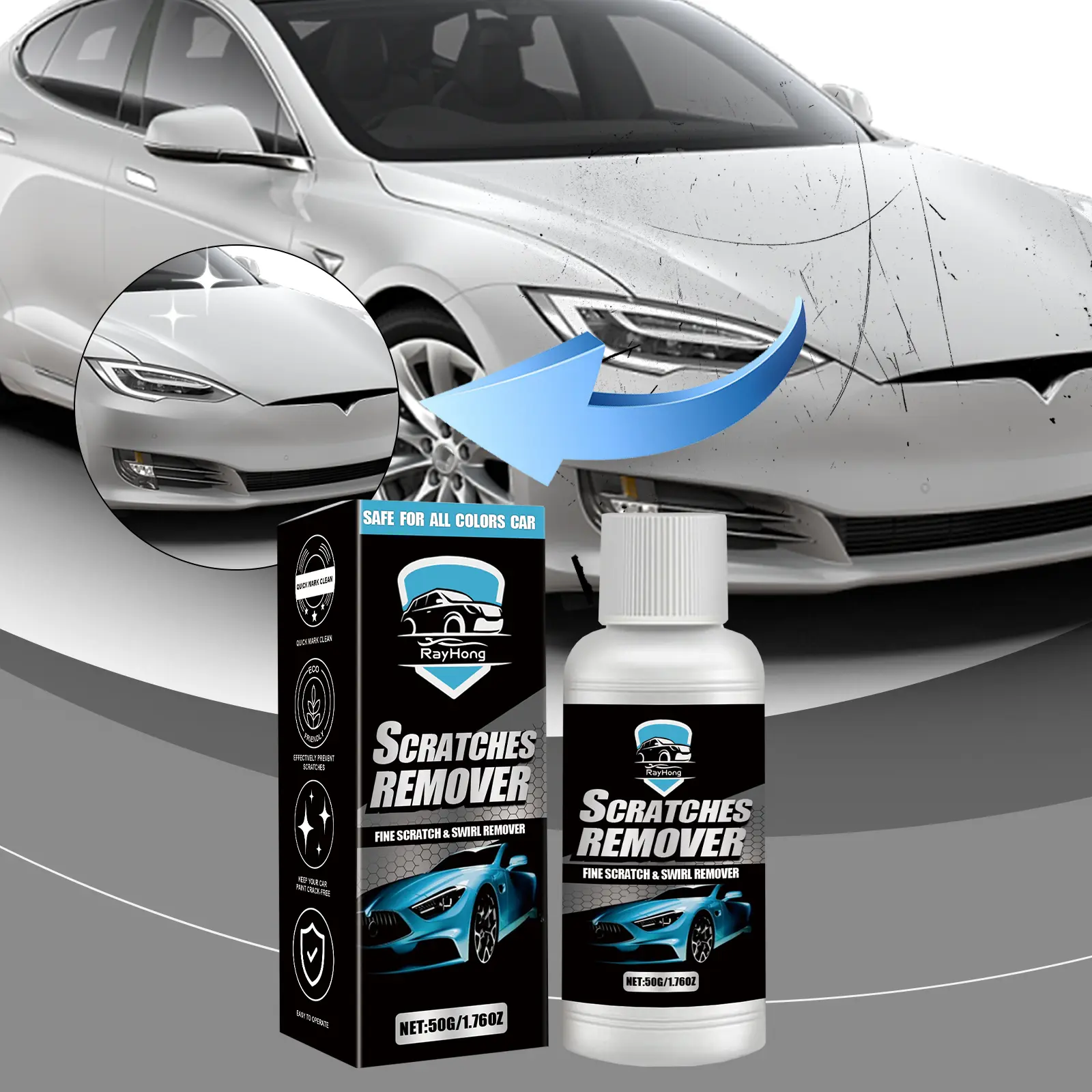 Surj Selection X Rayhong Car Scratch Remover, Stain Remover Clean And Polish Car Paint Refurbishment Remover Stain Cream,Enhanced,Restoration,Solution,ceramic,coating,spray,,care,product,,Repair Magic Pen,polishing,glass,decontami,window,oil,film cleaning